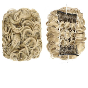 EARSHOT Hair Buns Hair Piece Synthetic Messy Bun Wig Hair Pieces Wavy Curly Bun Ponytail Hair Extensions Bun Hair Comb Women Bun Wig Hair Accessories For Girls (Color : 24)