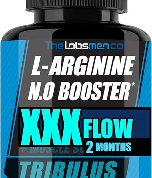 L Arginine Nitric Oxide Supplements for Men - Happy Wife, Happy Nights Help Increase Blood Flow Circulation, Muscle Pump Pre Workout, Male Endurance w/Tribulus - 2 Mons