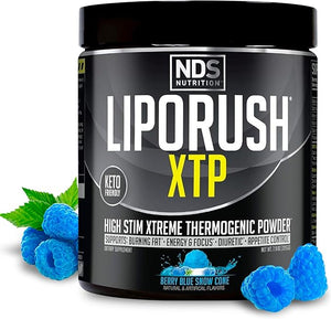 NDS Nutrition XTP Thermogenic Fat Burner with L-Carnitine - Energy Focus and Appetite Control - Extreme Thermogenic Fat Burning Powder Weight Loss - Blue Berry Snow Cone (45 Servings)
