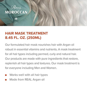 Royal Moroccan Hair Mask Treatment for Dry Hair - Moisturizing Repairs Restores Strength 250 ml / 8.45 fl.oz Argan Oil for Color Treated Frizzy Hair