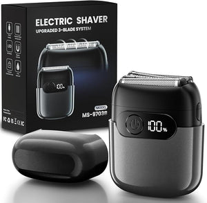 Electric Foil Shaver for Men :3D Floating Blades, LED Display, USB-C Fast Charge, IPX8 Waterproof - Perfect for Travel &amp; Smooth Shaving at Home Gray