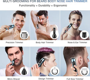 Brightup Beard Trimmer for Men IPX7 Waterproof Mens Grooming Kit with Cordless Hair Clippers Electric Razor with LED Display Shavers for Mustache Body Face Ear Nose Hair Trimmer Gifts for Men