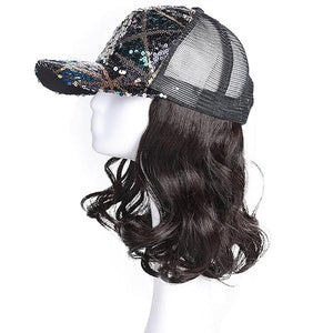 Women's Hat wig Duck Tongue hat collarbone Hair Straight hair inner Buckle wig Baseball Cap Sun Hat Wave Curly Hair