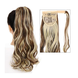 Hair Accessories 22" Long Wavy Ponytail Lengthening Synthetic Curly Wraparound Ponytail Hair Extension Hair Clip Women Wig Curly Bun Hair Pieces For Women(19)