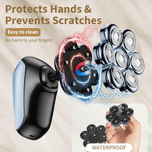 SHPAVVER Head Shavers for Bald Men: 5-in-1 Electric Razor - IPX7 Waterproof Shaving Grooming Kit for Balder - Turbo Speed &amp Precision Blades (Dark Blue)