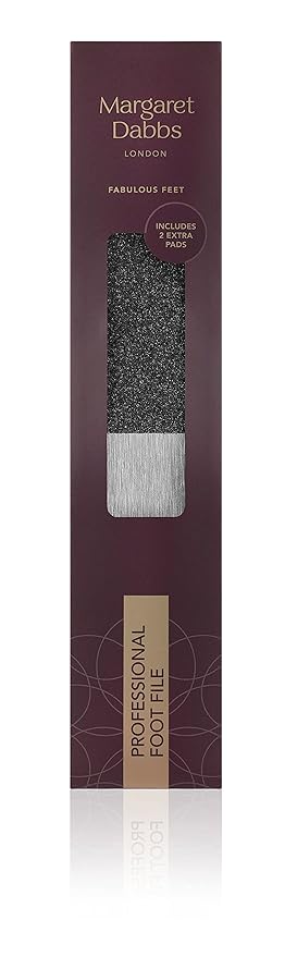 Margaret Dabbs Professional Foot File with 2 Replacement Pads Foot Callus Remover Feet Scrubber for Dead &amp Hard Skin Feet Scrubber for Women - Stainless Steel File