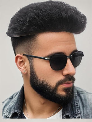 H&amp;Bwig Men Short Toppers Hairpiece Clip in Hair Extensions for Covering White Loss Hair Toupee(5 Colors Customize)