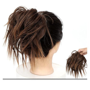 SONGCHAO Fake Hair Bun Messy Bun Hair Slice Ponytail Hair Extensions with Elastic Rubber Band Synthetic Fluffy Bun Women Wig Hair Bun Hair Accessories (Color : 0015)