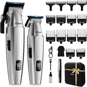 Ufree Professional Hair Clippers for Men with Bag Mens Clippers and Trimmers Set Barber Clippers Set Electric Beard Trimmer Gifts for Men Silver