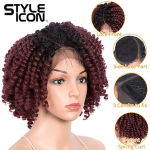 Style Icon 12 Afro Wigs Short Curly Wigs for Black Women Lace Front Side Part Synthetic Wigs Ombre Blonde Wig (12 Inch OT530)