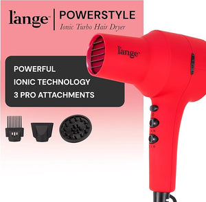 L'ANGE HAIR PowerStyle Ionic Turbo Hair Dryer | 1875W Fast Drying &amp Precision Styling for Long-Lasting Frizz-Free Looks | Advanced Ionic Technology Smooths &amp Shines Hair (Red)