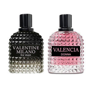 Perfume Couple Set Valentine Milano &amp Valencia DonnaLong Lasting Sweet Scent for Women/Men Fragrance 2x100ML
