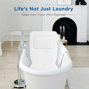 Full Body Bath Pillow for Tub Extra Thick 4D Air Mesh &amp Quick-Dry Spa Pillow for Head Neck and Beck Support Non-Slip Suction Cups Fits All Tubs - Luxury Bath Accessories for Relaxation (White)