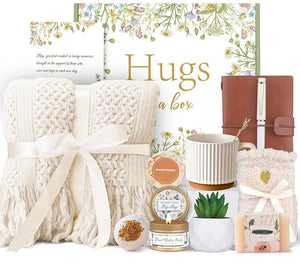 Birthday Gifts Basket for Women,Self Care Get Well Soon Care Package,Hug in A Box Relaxing Spa Gift,Sympathy,Feel Better,Inspirational Thinking of You Gifts for Friend Her Sister Mom Grandma Christmas