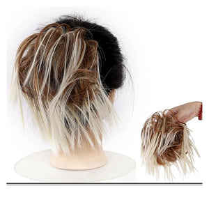 SONGCHAO Fake Hair Bun Messy Bun Hair Slice Ponytail Hair Extensions with Elastic Rubber Band Synthetic Fluffy Bun Women Wig Hair Bun Hair Accessories (Color : 007)