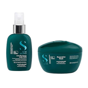 ALFAPARF MILANO Semi di Lino Reconstruction Reparative Mask and Anti-Breakage Fluid Set for Damaged Hair - Repairs Reconstructs Strengthens - Adds Shine and Softness