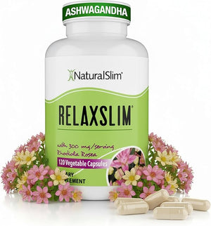 NaturalSlim Relaxslim Rhodiola Rosea &amp Adaptogenic Herb for Brain Mood Metabolism Tension &amp Energy Support Supplement - 21 Different Natural Compounds Help Control Appetite - 120 Capsules