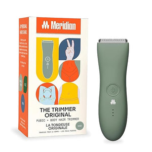 MERIDIAN The Trimmer Original - Body Hair Trimmer for Men, Electric Shaver for Pubic Hair, Chest, Legs &amp; Bikini, Waterproof &amp; Rechargeable, Sage