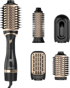 Hair Dryer Brush Set, Multifunctional Hot Air Brush for Salon Blowouts, Negative Ion Technology &amp; Quick Drying, Shiny and Less Frizz, Black Orange