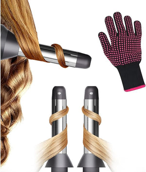 Automatic Curling Wands Attachments with 2 Curlers for Dyson Supersonic Hair Dryer Airwrap Waver Styling Iron Tool Blow Dryer Accessories Set Detangling Comb and Heat-Resistant Glove