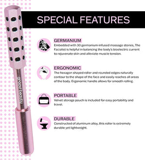 Face Roller Massaging Stones Uplift Skin, Promote Lymphatic draining, Reduces fine Lines &amp; Wrinkles, de-Puffs The Skin &amp; Reduces Facial Muscle Tension | No Batteries