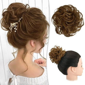 RUWISS Messy Bun Hair Piece Human Hair Messy Rose Bun Hair Buns Hair Piece for Women Real Hair Scrunchies Updo Hair Pieces Bun Extension Ponytail Messy Hair Bun (Ash Brown)