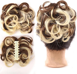 HIHELO Messy Bun Hair Piece Claw Clip Curly Wavy Synthetic Headband Bun Hair Extensions for Women Wig Hair Accessories (Color : A Size : 09)