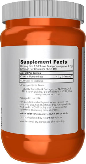 NOW Foods Sports Nutrition Micronized Creatine Powder 500 g Mass Building*/Energy Production* 1.1-Pound