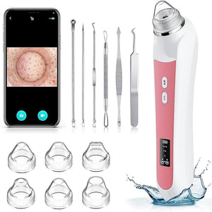 Blackhead Remover Vacuum, USB Interface Type Pore Vacuum, Black Head Extractions Tool with Camerafor, Men and Women Pore Cleaner, 3 Adjustment Modes &amp; 6 Suction Heads(Light Pink)