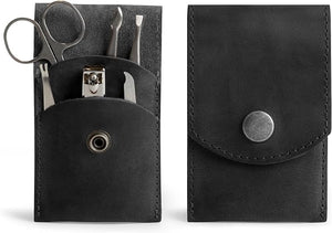 Hide &amp Drink Double Nail Clipper Case Beauty &amp Personal Care Commuter and Nomad Grooming Case Home &amp Travel Essentials Manicure Kit Storage Full Grain Leather Handmade (Charcoal Bl