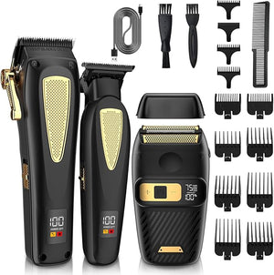 RESUXI Hair Clippers for Men Cordless Hair Trimmer Electric Shavers for Men SetProfessional Barber Clippers for Haircut Grooming Kit+Foil Blade Shaver+Zero Gapped TrimmerGift for Him