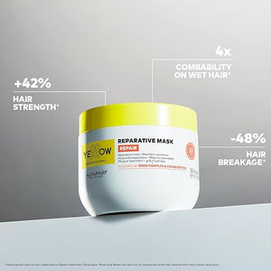 ALFAPARF MILANO Yellow Professional Repair Reparative Mask for Damaged Hair - Powered By Bond Complex &amp Cacao Butter - Designed For Intense Strength (10.1 fl oz / 300ml)