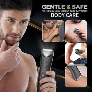 Men Hair Removal ShaversWaterproof Public Hair GroomersManscape Cordless Ball Trimmer Male Painless Wet Dry Hygiene Razor with Standing Charging Dock SMT110 Black
