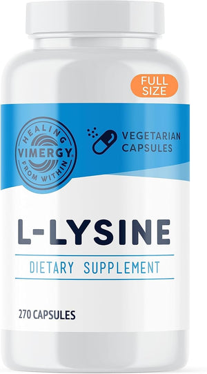 Vimergy L-Lysine ? Promotes Healthy Skin, Hair &amp; Nails* ? Supports Healthy Metabolism* ? Vegan, Non-GMO &amp; Gluten-Free ? 270 Capsules
