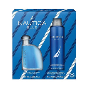 Nautica Blue 2 piece Gift Set for Men - 1.6 oz Eau De Toilette Spray + 6.0 oz Deodorizing Body Spray