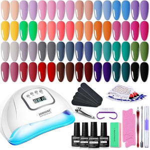 JODSONE Gel Nail Polish Kit with U V Light 32 Color Soak Off Base&amp;Top Glitter Coat Gel Polish for DIY Manicure Lovers