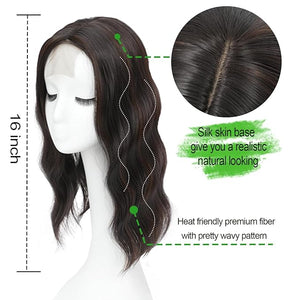Hair Toppers for Women with Thinning HairWig Topper PiecesLarge Coverage Invisible Hairpiece Clip-in Volumizing Curl Wiglet for Thinning Crown/Hairloss (Dark Brown with Highlights 16)