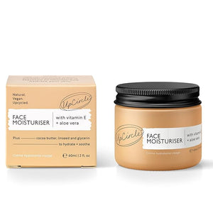 UPCIRCLE Face Moisturiser with Argan Powder 1.7oz - Nourishing Day Cream - Vitamin E Aloe Vera Glycerin Shea + Coconut Butter - Natural Vegan + Cruelty-Free