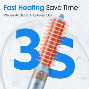 Webeauty Hot Air Styler Blow Dryer Brush Auto Hair Wrap Curling Irons Hot Air Brush Negative Ionic Airflow Hair Curlers Multi Styler for Volumizing Straight Wavy Curly Hair Blue Pink