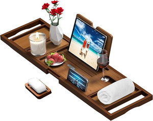 Premium Bathtub Tray Caddy - Bath Table Tray for Bathtub - Bath Tub Tray Table for Bathtub Expandable Size Fits Most Bath Tubs
