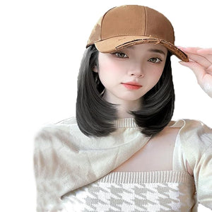 Women's Hat wig Duck Tongue hat collarbone Hair Straight hair inner Buckle wig Baseball Cap Sun Hat Wave Curly Hair