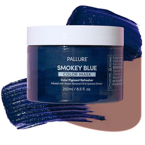Pallure Color Pigment Refresher Mask Semi Permanent Hair Color Depositing Conditioner 8.5 Oz Smokey Blue