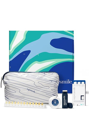Supersmile Glow to Go Teeth Whitening Kit ? Professional Whitening Gum Dental Floss &amp Nourishing Lip Balm in Stylish Travel Bag ? Strengthens Enamel &amp Prevents Cavities