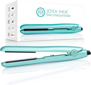JOYA MIA Diva 1" Ceramic Hair Straightener - Portable, Lightweight &amp; Compact Flat Iron with Rubberized Coating &amp; Automatic Shut-Off, Travel-Friendly, for All Hair Types - Heats Up to 450F, Tea