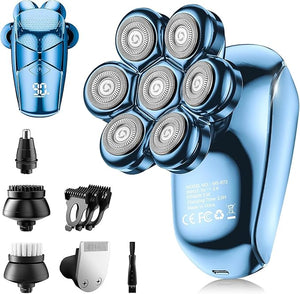 SHPAVVER Head Shavers for Bald Men: 5-in-1 Electric Razor - IPX7 Waterproof Shaving Grooming Kit for Balder - Turbo Speed &amp Precision Blades (Dark Blue)