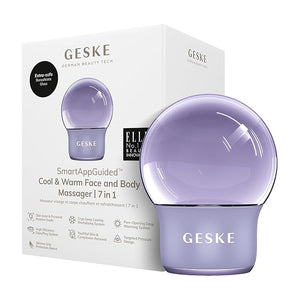GESKE SmartAppGuided¢â Cool &amp; Warm Face &amp; Body Massager | 7 in 1 | Multifunctional Massager | Face &amp; Body | Battery-free Cooling &amp; Warming | Firms, Relaxes &amp; De-Puffs Skin | Globula