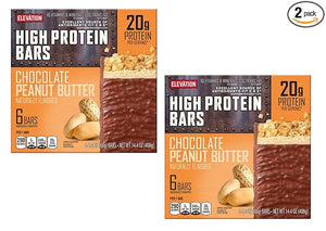 Generic 2-PACK ELEVATION Chocolate Peanut Butter High Max Protein Bars 6 Bars Per Box 12 Bars Total 20 GRAMS OF PROTEIN PER BAR. 10 Vitamins and Minerals Excellent Source of Antioxidants