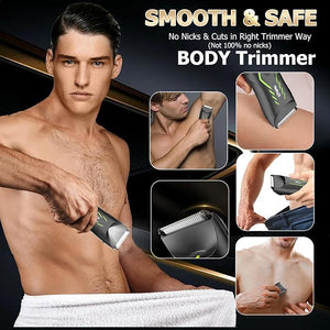 Manscape Body Hair Trimmer for Men Pubic Groin Hair Trimmer for Men with Safe Blade Cordless Ball Shaver w/Light Charging Dock Waterproof Body Groomer Man LED Display 1H ChargeGreen