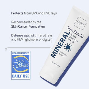 Obagi Sun Shield Hypoallergenic Mineral Sunscreen ? Broad Spectrum SPF 50 Protection from the Sun ? Sheer Quick-Absorbing Formula ? 3 oz