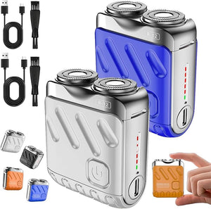 Portable Rotary Dual Ring Electric Shaver Washable Double Head Mini Electric Shaver with High-Speed Motor Small USB Rechargeable Waterproof Razor for Men Easy Cleaning for Home &amp Travel (Mixed3
